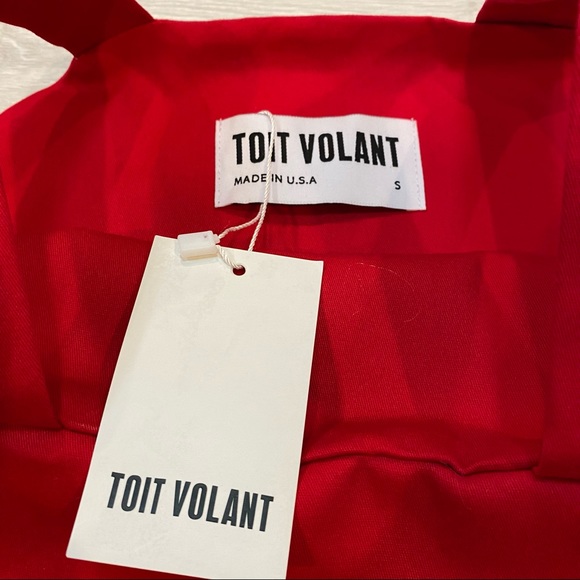 NWT Toit Volant Women's Monica Ruffle Flare Shift Short Dress Red Size Small - Picture 7 of 11